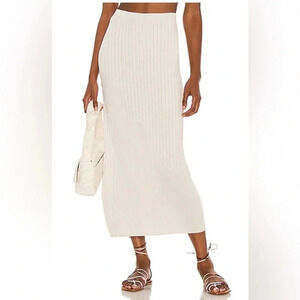 Free People Beach To Night Midi chunky sweater Skirt in cream. Size M